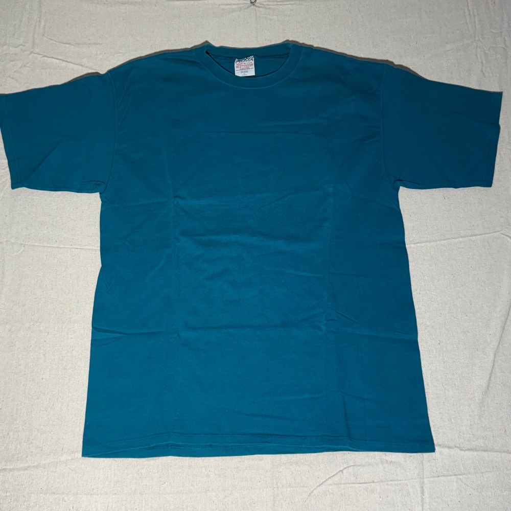 Vintage Pluma Heavyweight Cotton T-Shirt Made in USA Teal Blue Mens Large